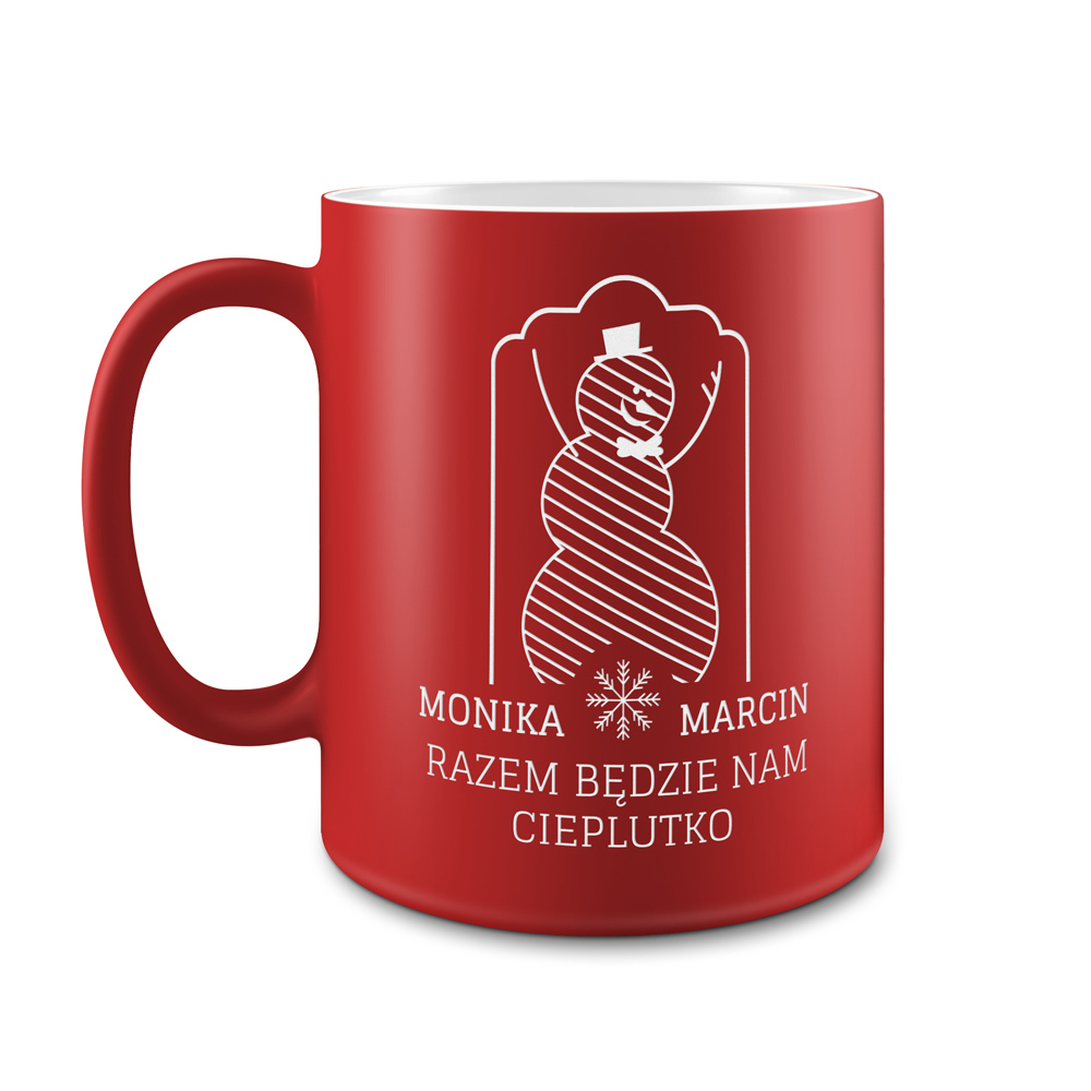 Kubek ceramiczny czerwony z grawerem dla pary na wita