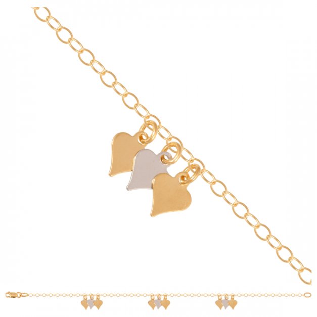 Złota bransoletka 585 łańcuszkowa serduszka