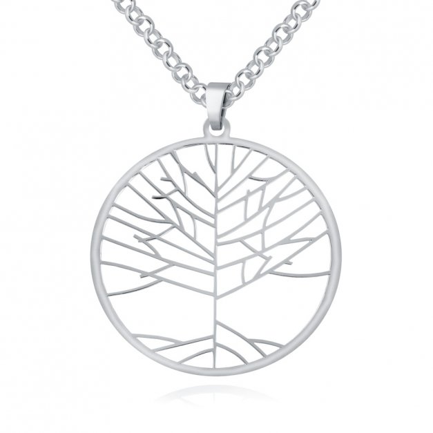 Srebrny Naszyjnik 925 Celebrytka Natural Drzewo Życia Grawer