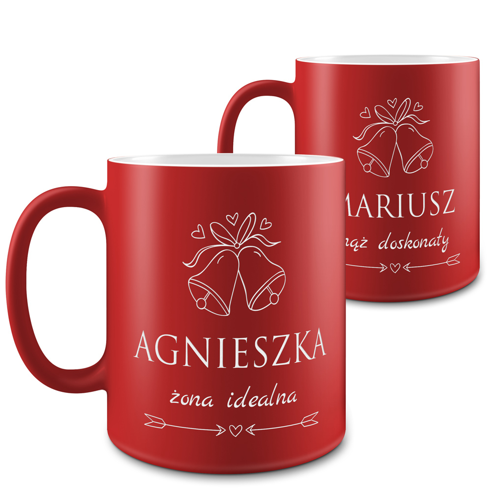 Kubki ceramiczne czerwone x2 z grawerem dla pary na wita