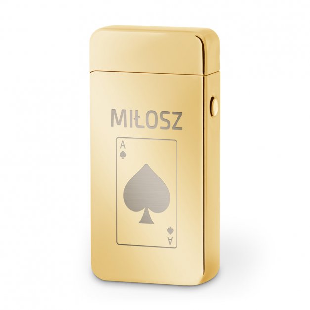 Zapalniczka plazmowa złota USB z grawerem dla pokerzysty