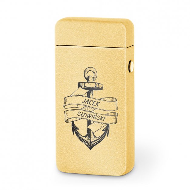 Zapalniczka plazmowa złota USB z grawerem dla żeglarza