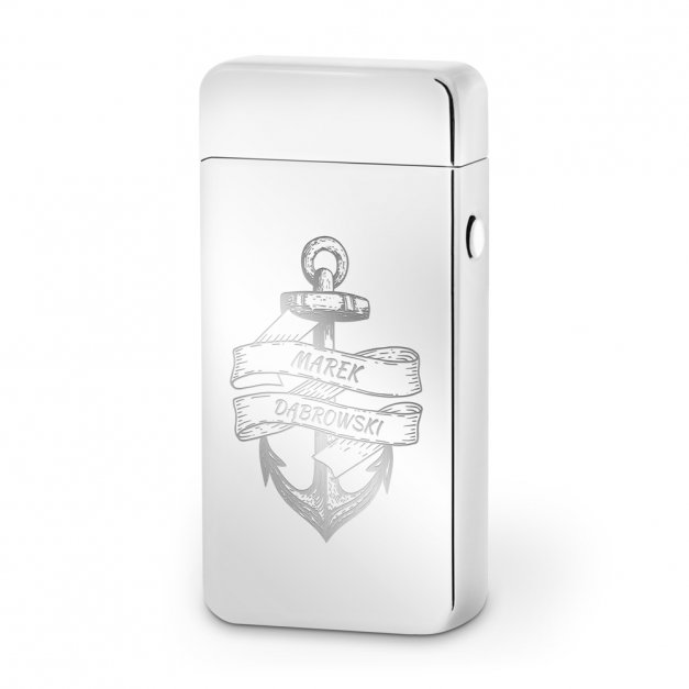 Zapalniczka plazmowa srebrna USB z grawerem dla żeglarza