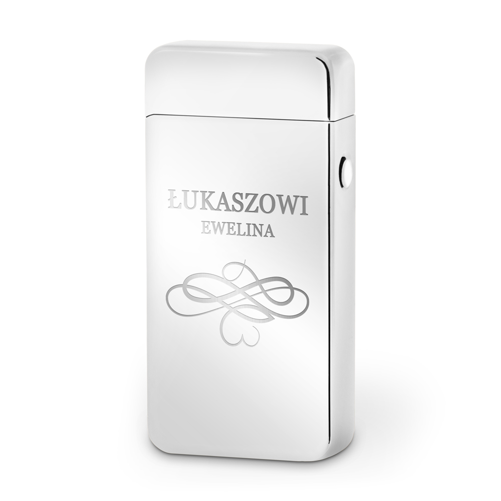 Zapalniczka plazmowa srebrna USB z grawerem dla chopaka narzeczonego ma na walentynki