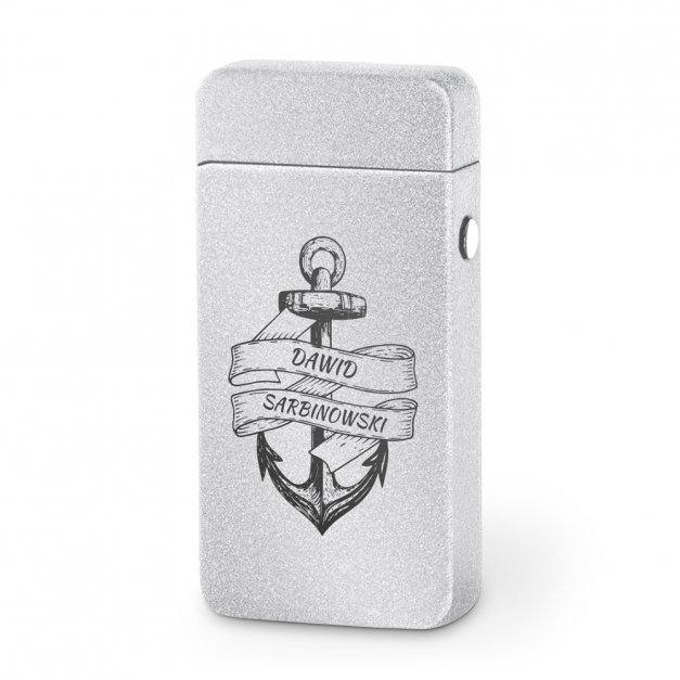 Zapalniczka plazmowa srebrna USB z grawerem dla żeglarza podróżnika