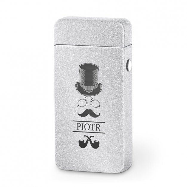 Zapalniczka plazmowa srebrna USB z grawerem dla gentlemana na imieniny