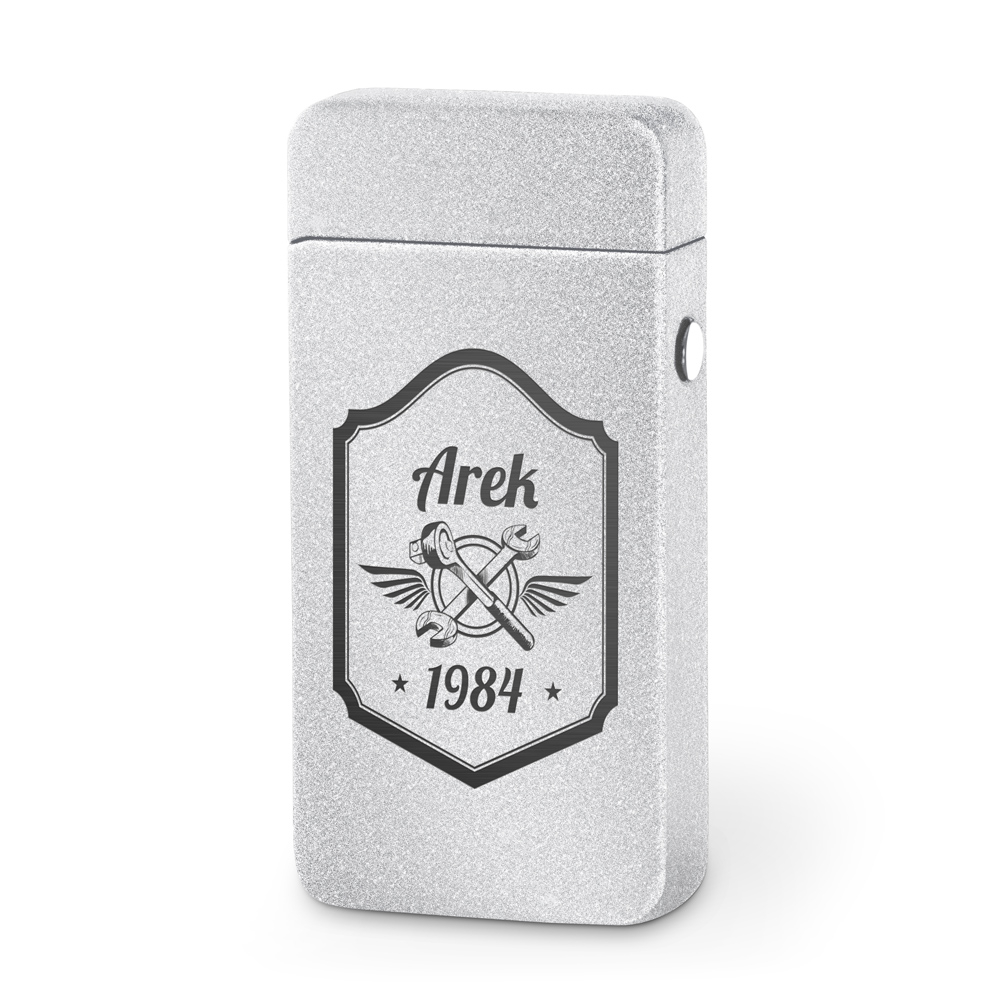 Zapalniczka plazmowa srebrna USB z grawerem dla mechanika na urodziny