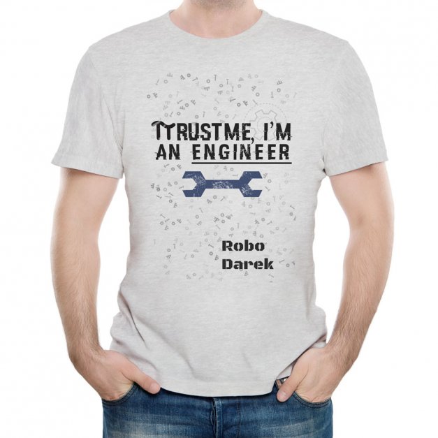 Koszulka męska szara z nadrukiem dla inżyniera