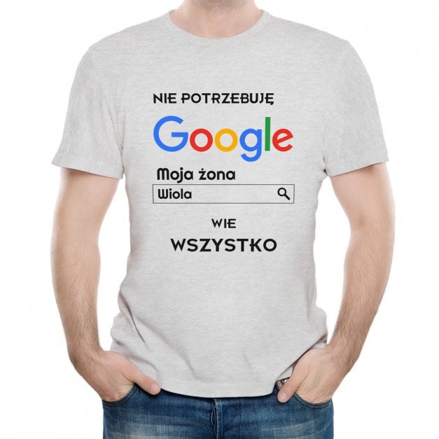 Koszulka męska szara z nadrukiem dla męża informatyka
