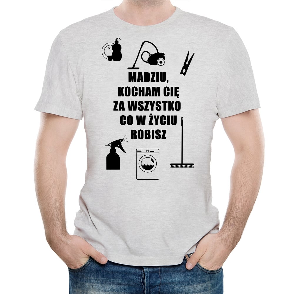 Koszulka mska szara z nadrukiem dla ony