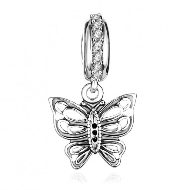 Charms Zawieszka Koralik 925 LOT MOTYLA