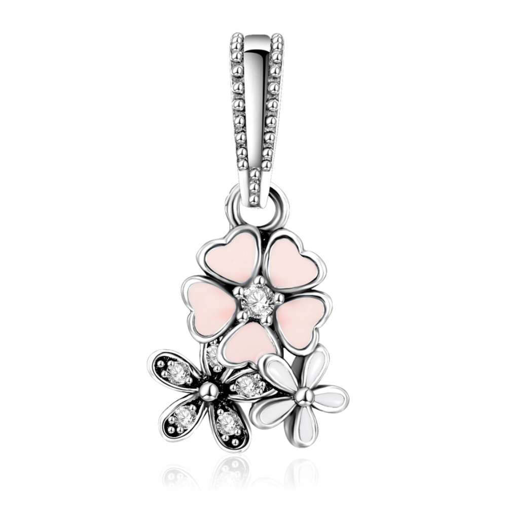 Charms Zawieszka Koralik 925 WIEE KWIATY