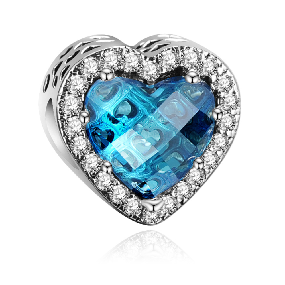 Charms Zawieszka Koralik 925 SERCE OCEANU