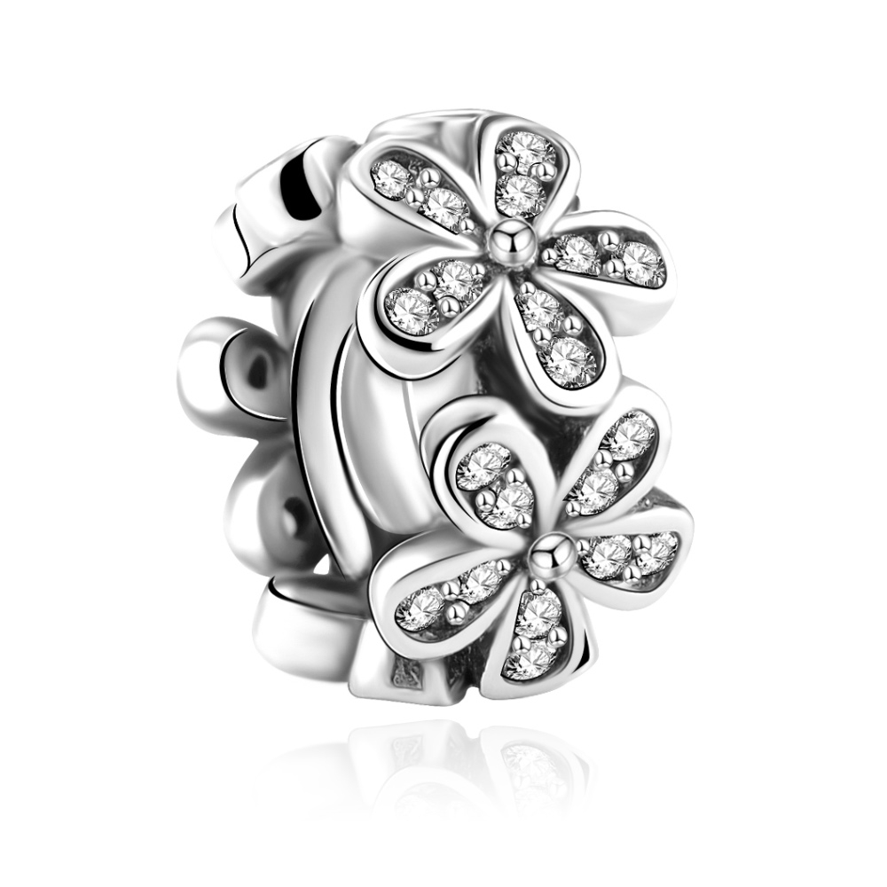 Charms Zawieszka Koralik 925 PLECIONE KWIATY