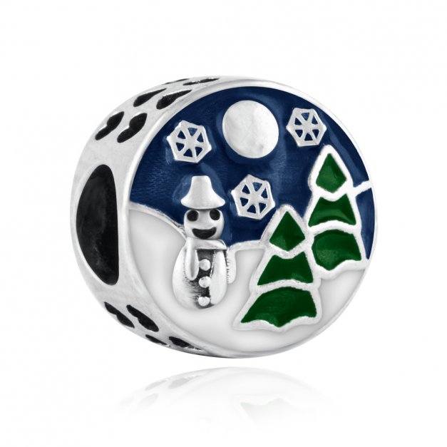 Charms Zawieszka Koralik 925 PEJZAŻ ZIMOWY