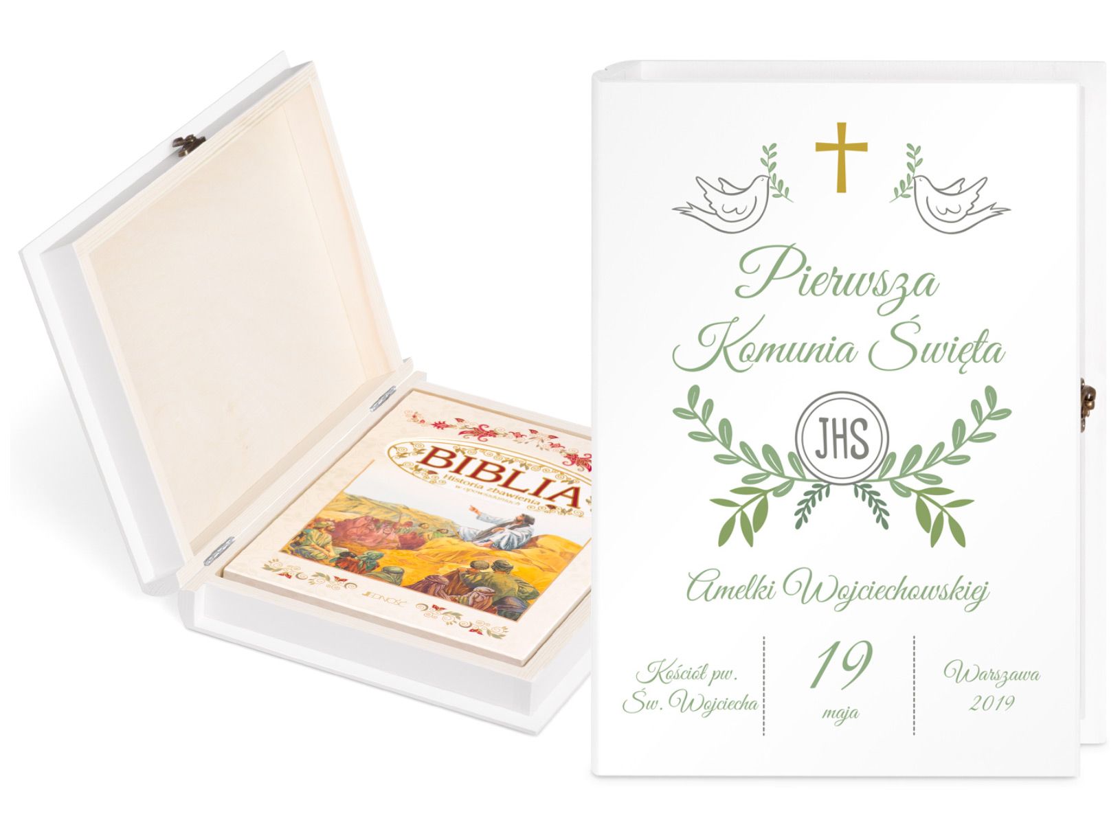 Biblia w etui z nadrukiem dla dziewczynki na komuni