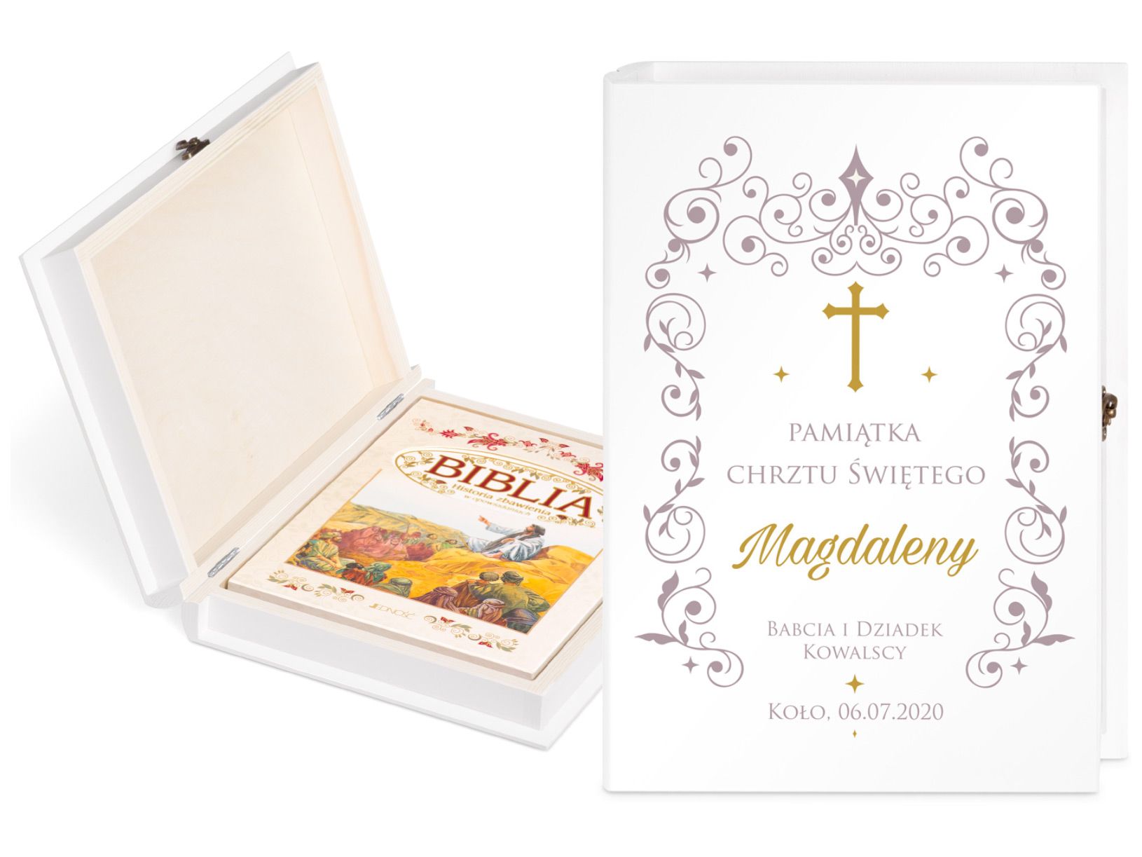 Biblia w etui z nadrukiem dla dziewczynki na chrzest