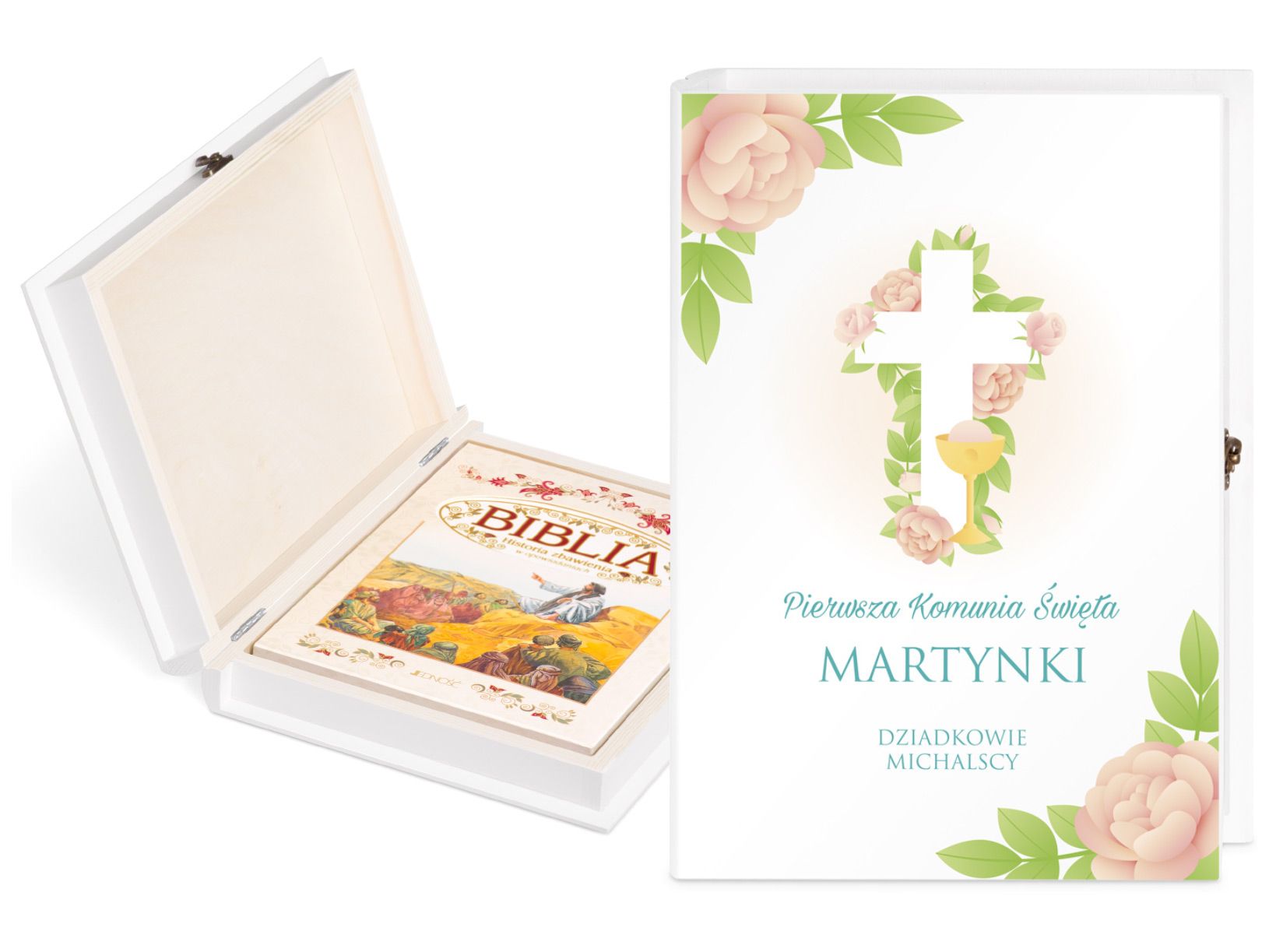 Biblia w etui z nadrukiem dla dziewczynki na komuni