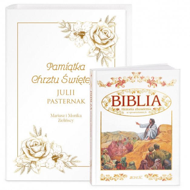 Biblia w etui z nadrukiem dla dziewczynki na chrzest