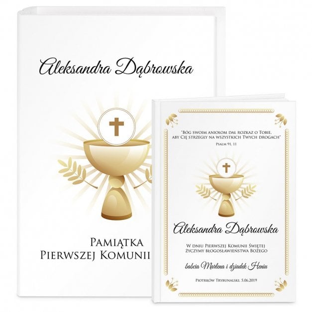 Biblia w etui z nadrukiem dla dziewczynki na komunię