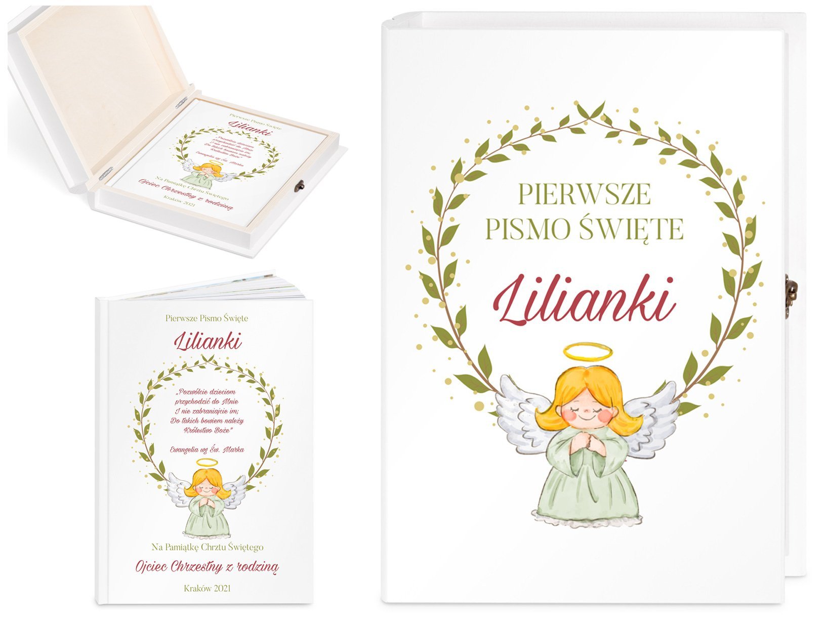 Biblia w etui z nadrukiem dla dziewczynki na chrzest