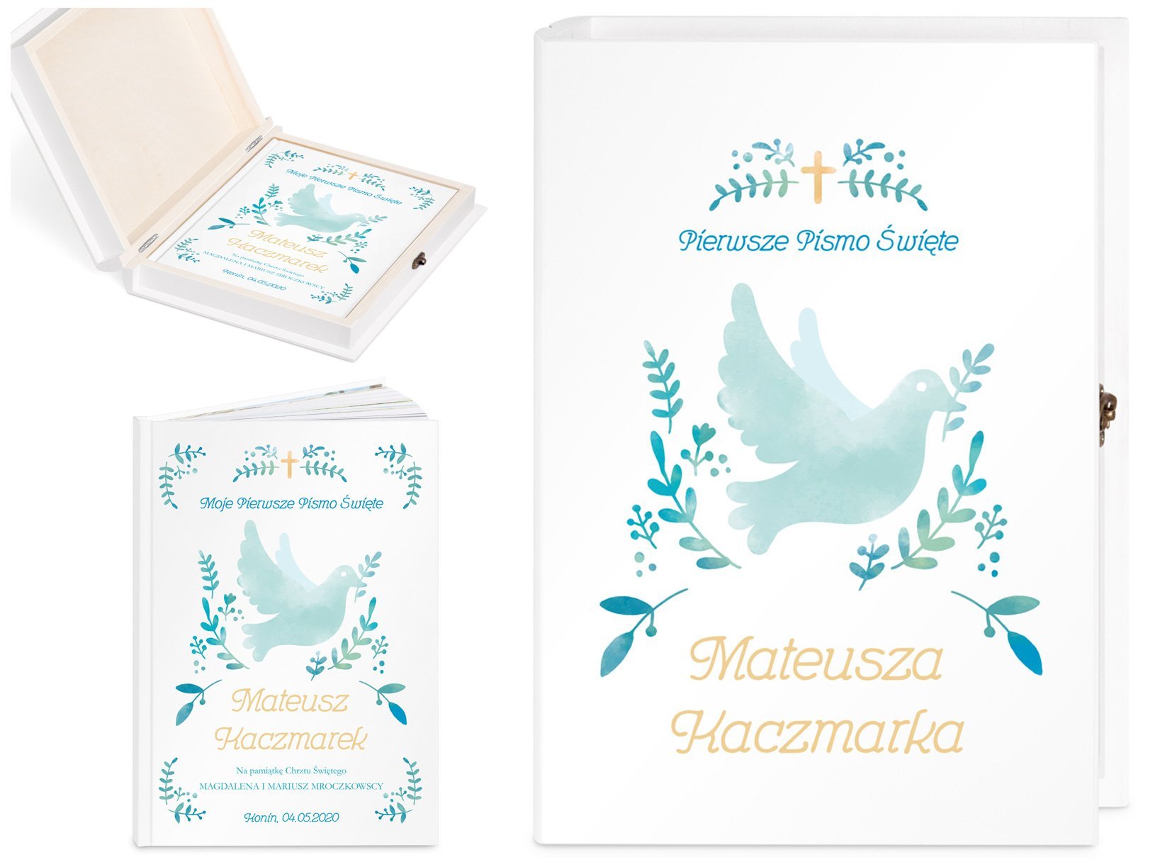 Biblia w etui z nadrukiem dla chopca na chrzest