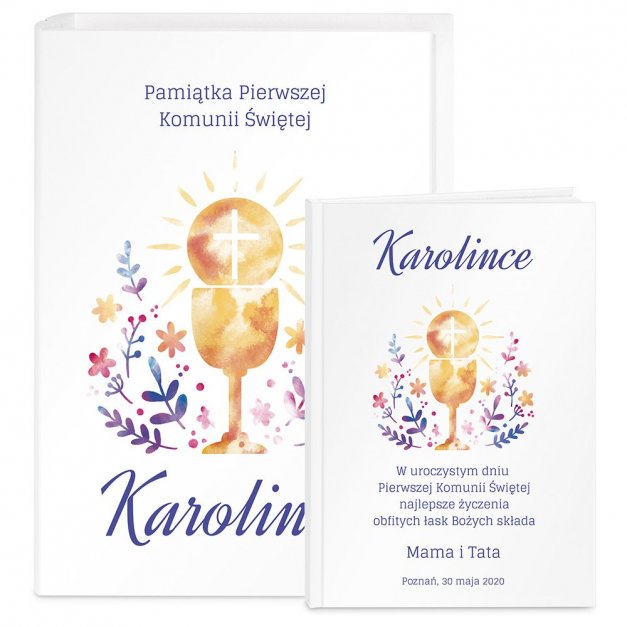 Biblia w etui z nadrukiem dla dziewczynki na komunię