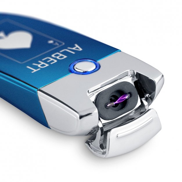 Zapalniczka plazmowa niebieska USB z grawerem dla pokerzysty