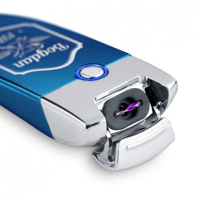 Zapalniczka plazmowa niebieska USB z grawerem dla motocyklisty na urodziny