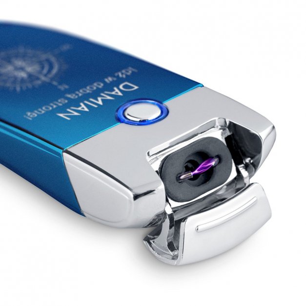 Zapalniczka plazmowa niebieska USB z grawerem dla podróżnika na imieniny