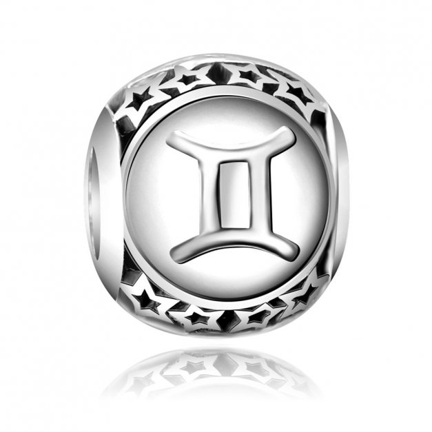 Charms Zawieszka Koralik 925 Zodiak Bliźnięta