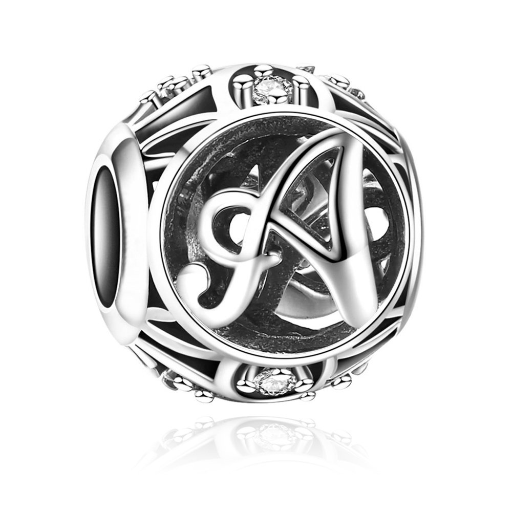 Charms Zawieszka Koralik 925 Literka A