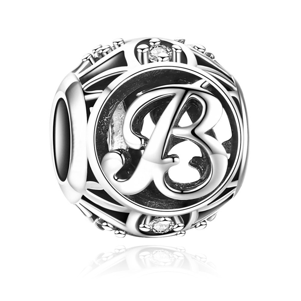 Charms Zawieszka Koralik 925 Literka B