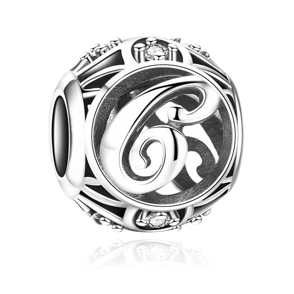 Charms Zawieszka Koralik 925 Literka C