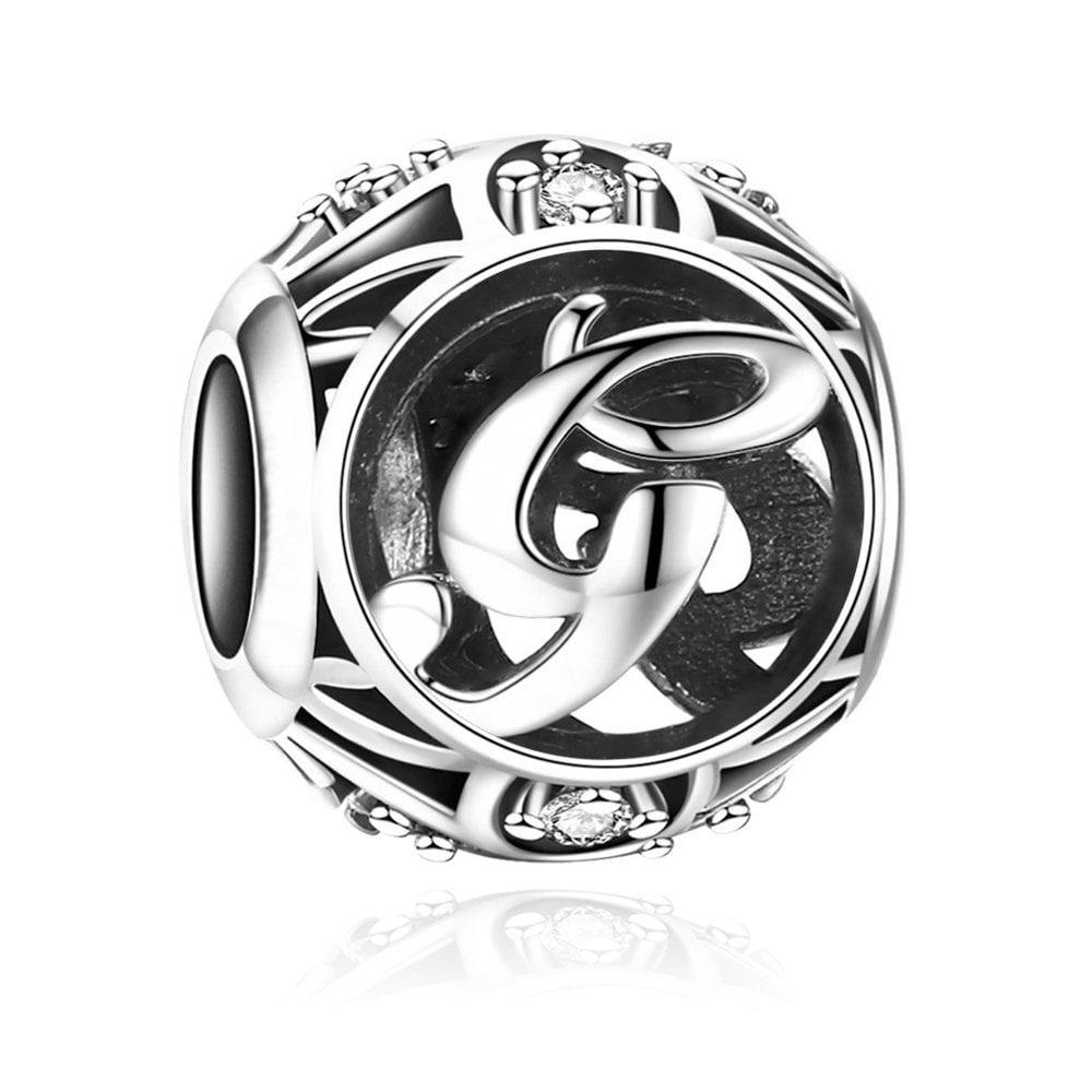 Charms Zawieszka Koralik 925 Literka G