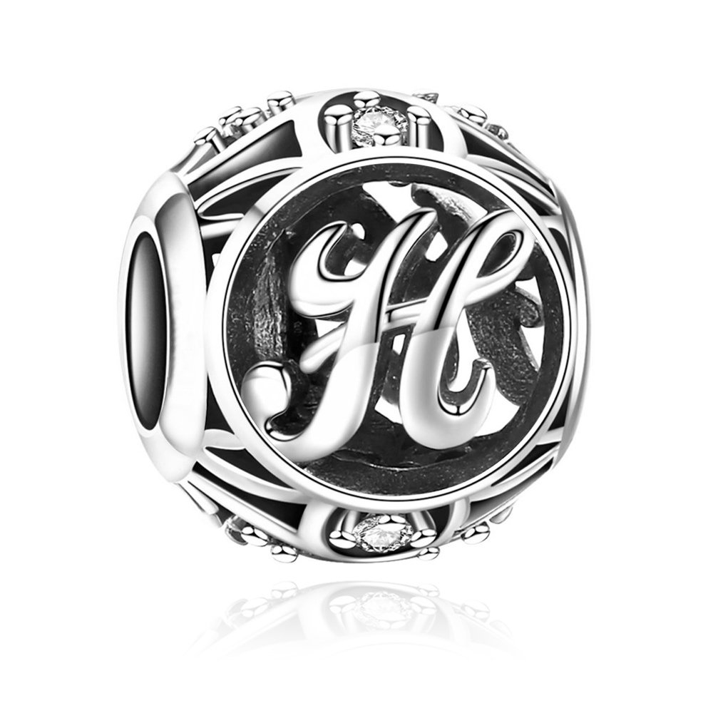 Charms Zawieszka Koralik 925 Literka H