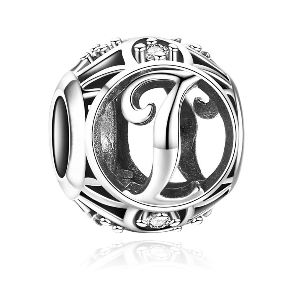 Charms Zawieszka Koralik 925 Literka I