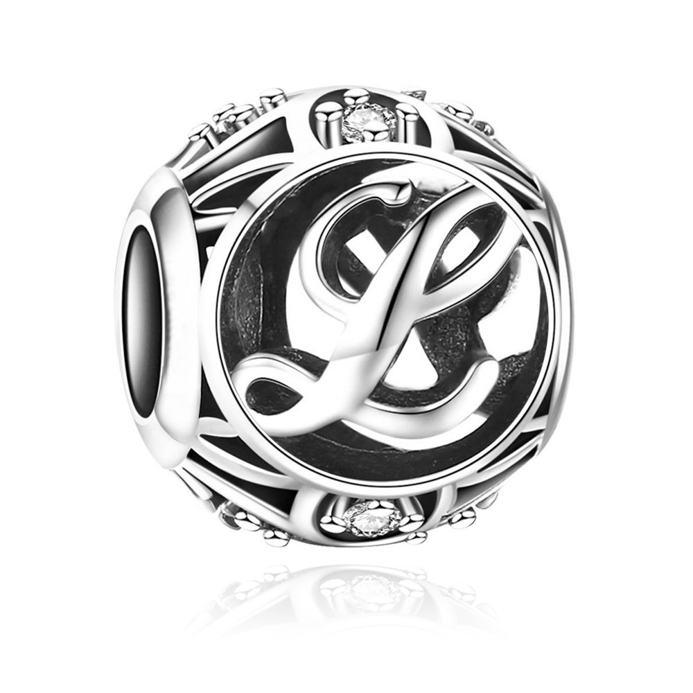 Charms Zawieszka Koralik 925 Literka L