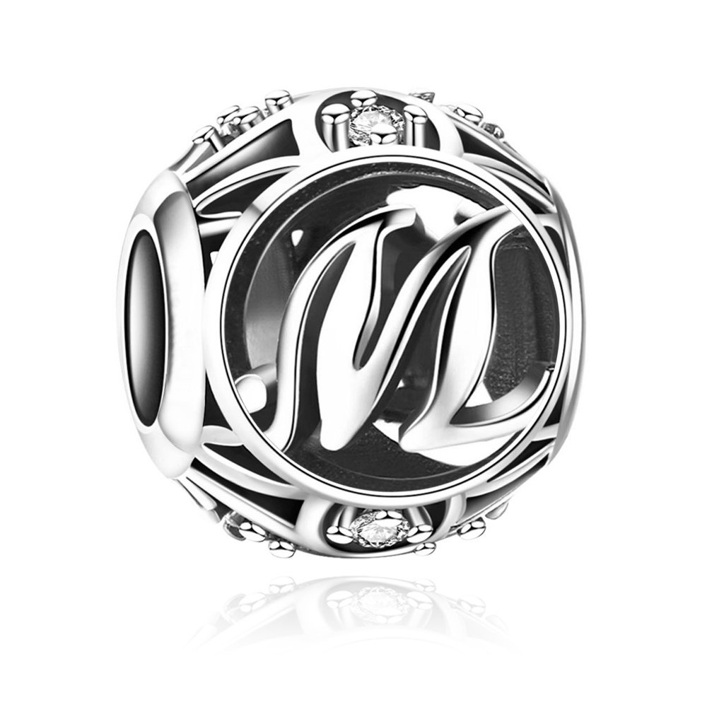 Charms Zawieszka Koralik 925 Literka M