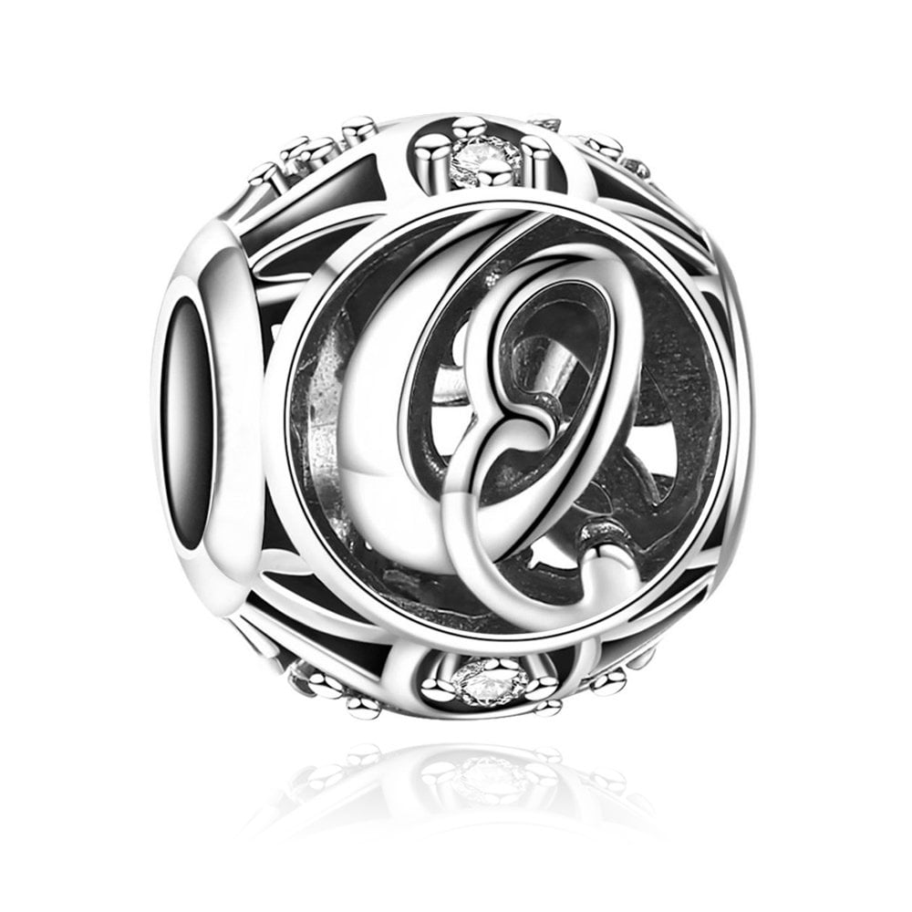 Charms Zawieszka Koralik 925 Literka Q