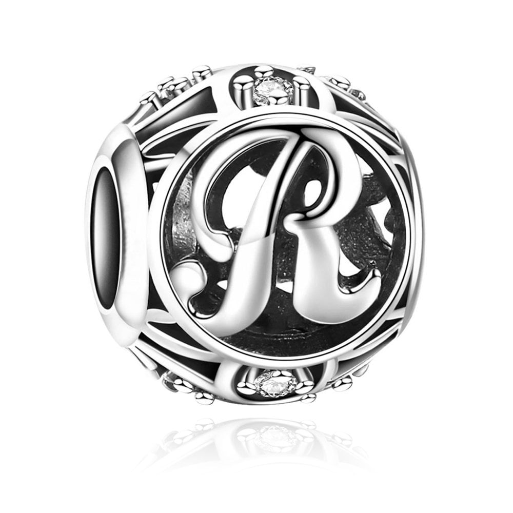 Charms Zawieszka Koralik 925 Literka R
