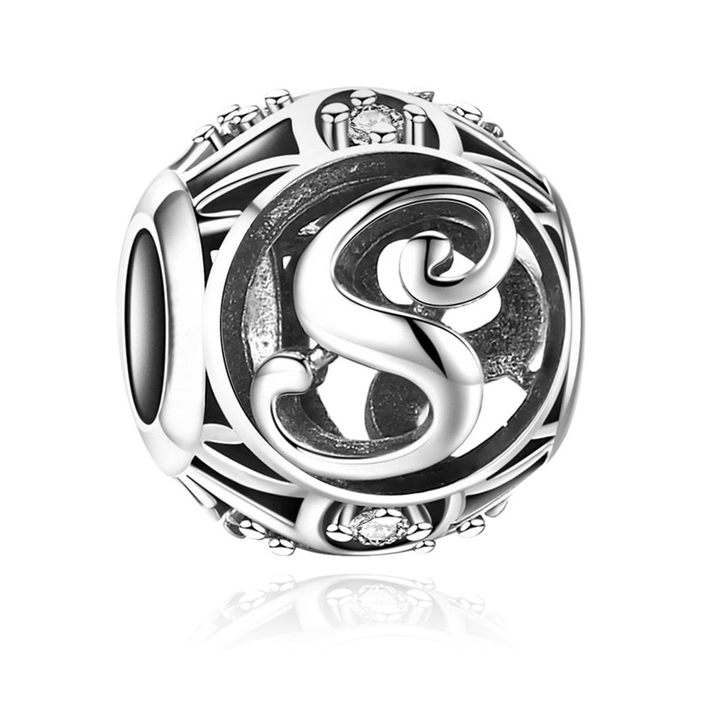 Charms Zawieszka Koralik 925 Literka S