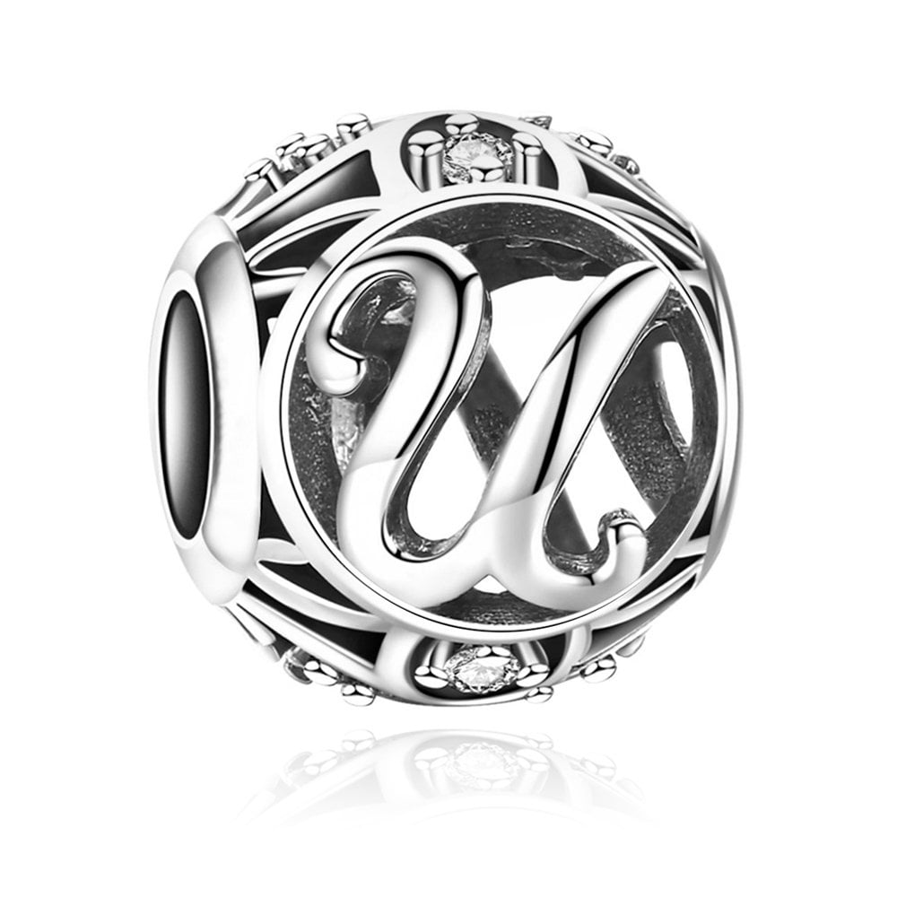 Charms Zawieszka Koralik 925 Literka U