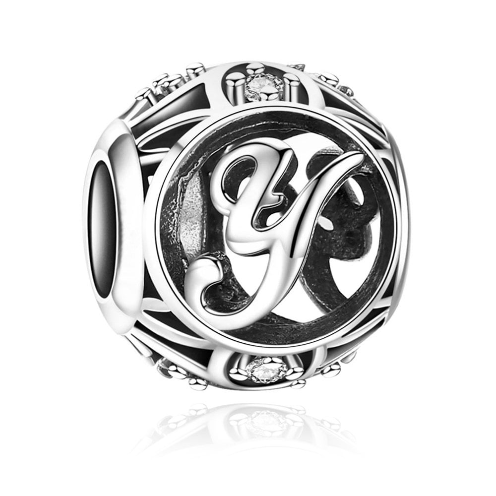 Charms Zawieszka Koralik 925 Literka Y