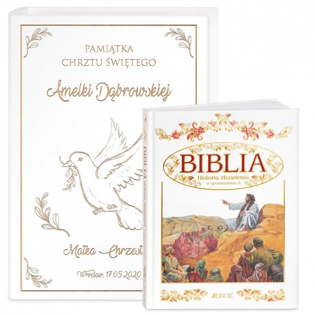 Biblia w etui z grawerem dla dziewczynki na chrzest