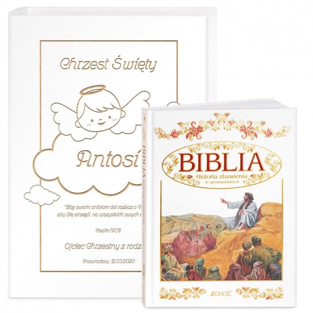 Biblia w etui z grawerem dla dziewczynki na chrzest