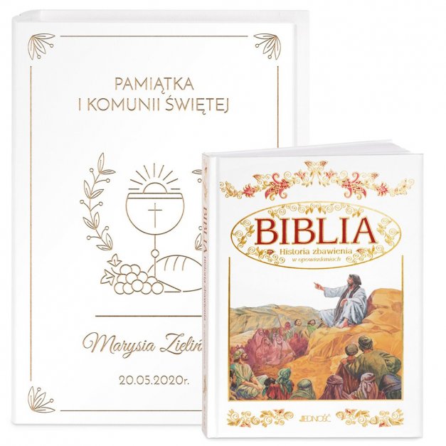 Biblia w etui z grawerem dla dziewczynki na komunię
