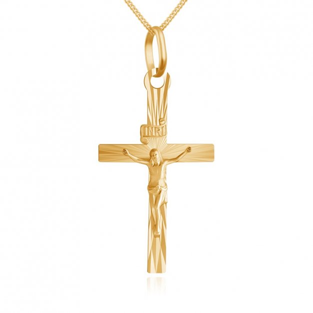 Złoty Krzyżyk 333 La Luce Prosty z Pasyjką Łańcuszek Grawer