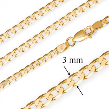 Złoty Łańcuszek 333 Pancerka 3mm Grawer