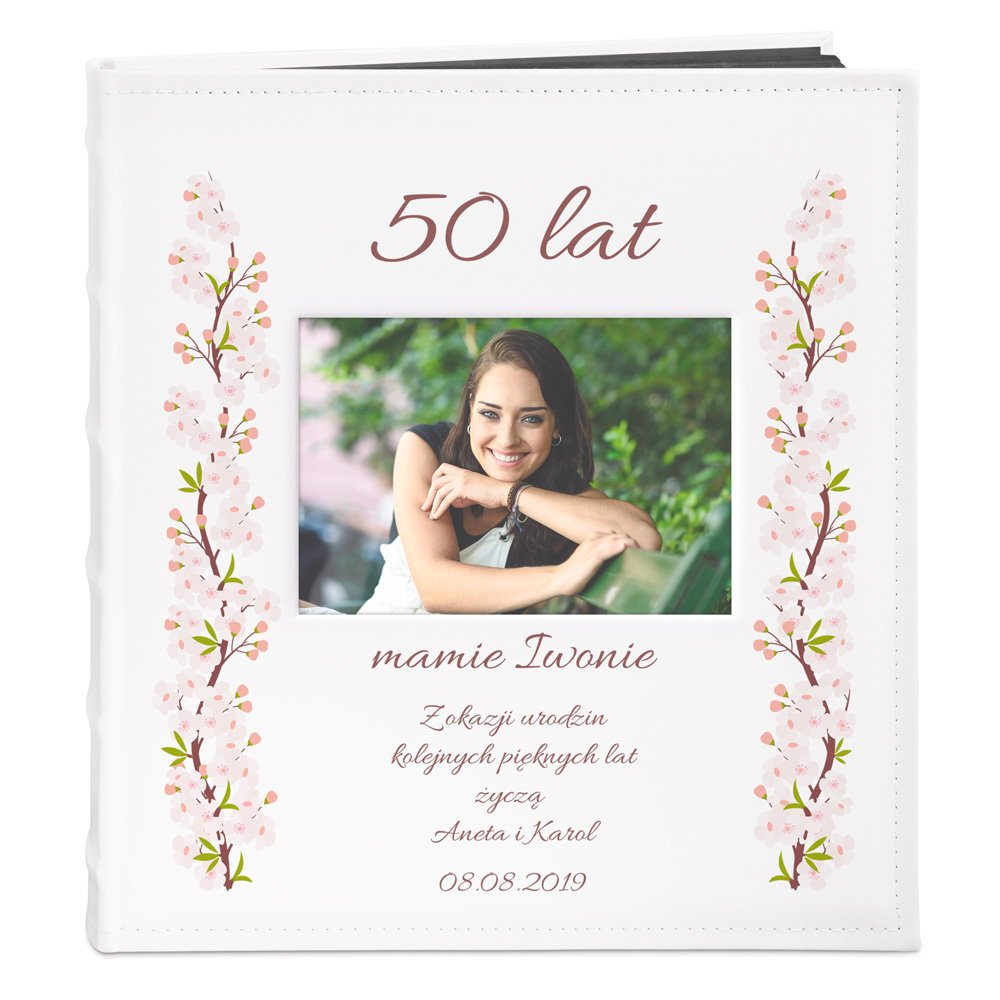 Album na zdjcia z okienkiem i nadrukiem dla mamy na 50 urodziny